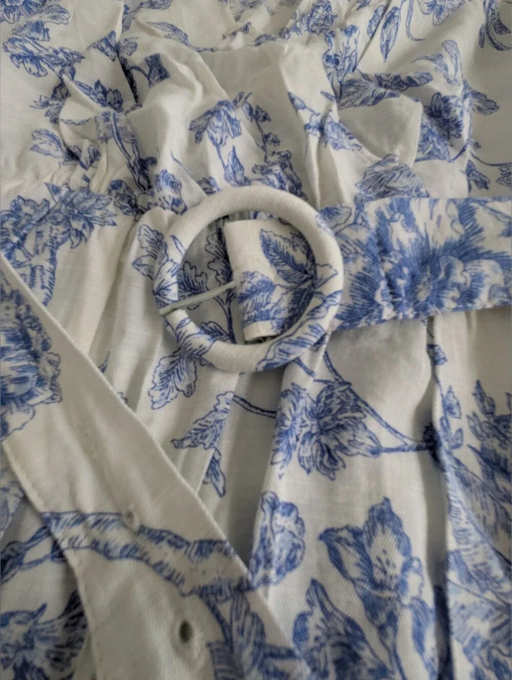 Mango White Dress with Blue Floral Print - Picture 5 of 14